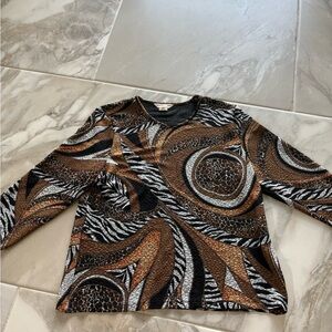 Alfred Dunner Brown and Black Patterned Blouse